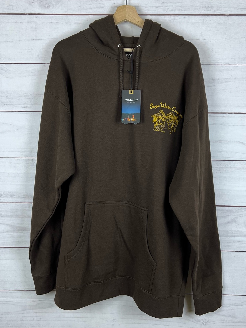 NWT Men’s Seager Los Rios Hoodie Brown Pullover Hooded Sweatshirt Size XXL